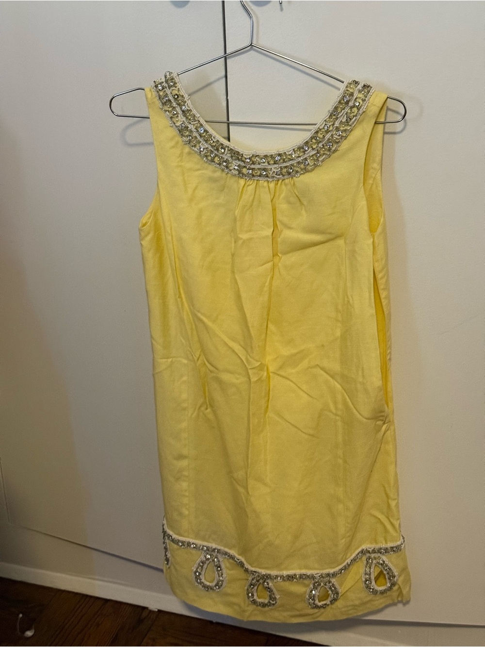 Lilly Pulitzer Jubilee Yellow Beaded Sleeveless Shift Dress